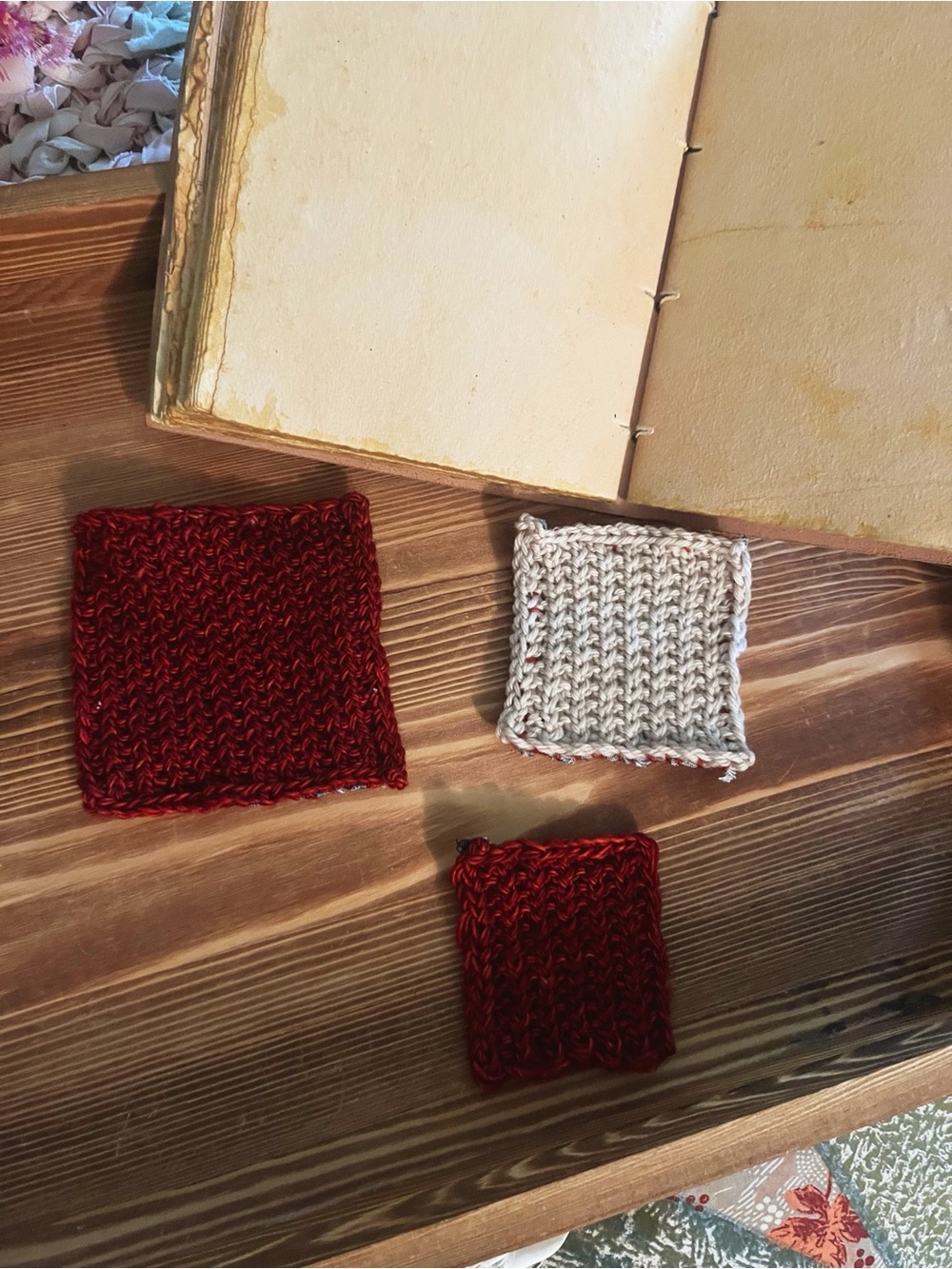 Hand Knit Patches with Recycled Denim Backing, Visible Mending Repair Patch